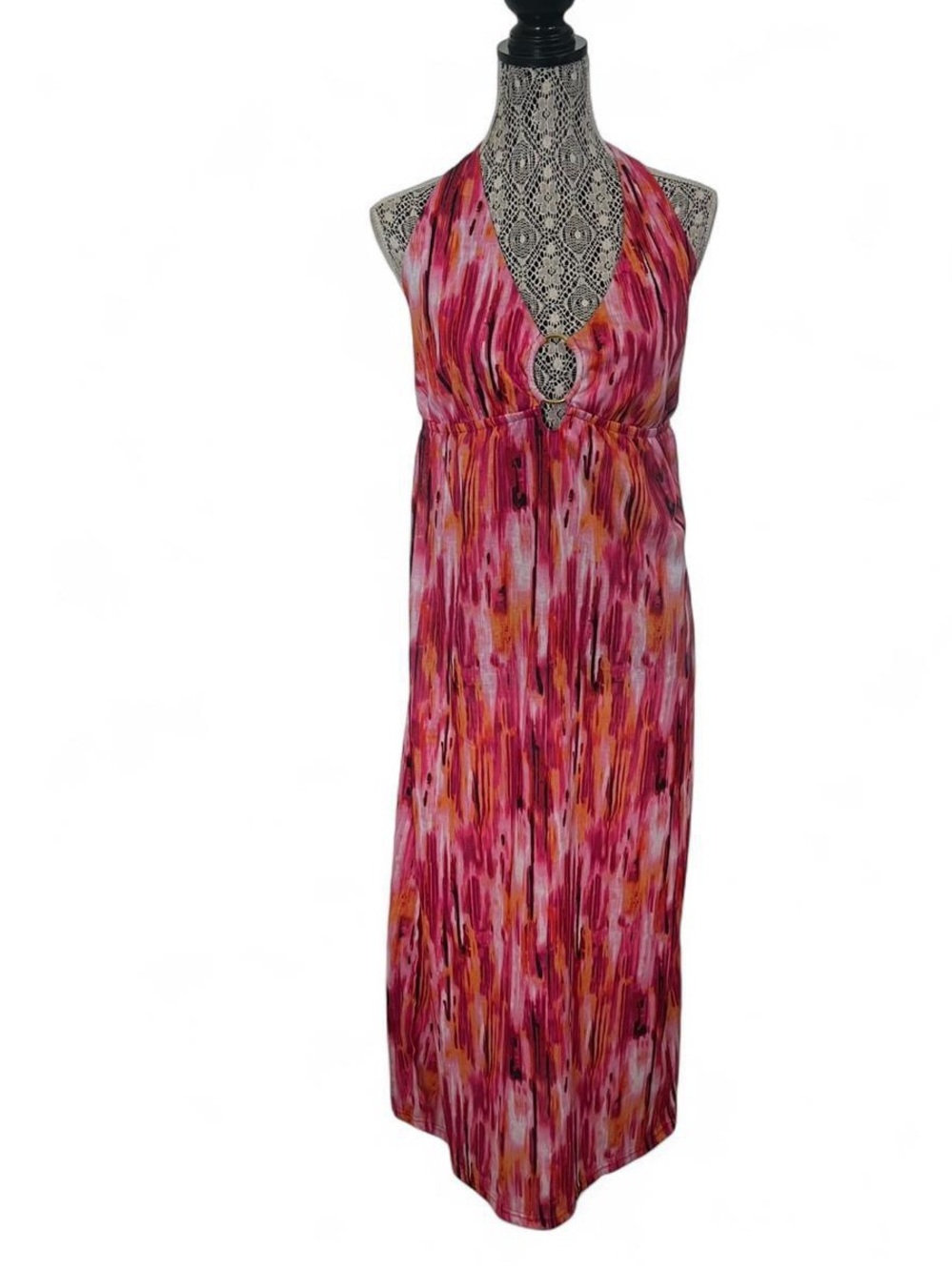 Faded Glory Pink Halter Maxi with Ring Accent